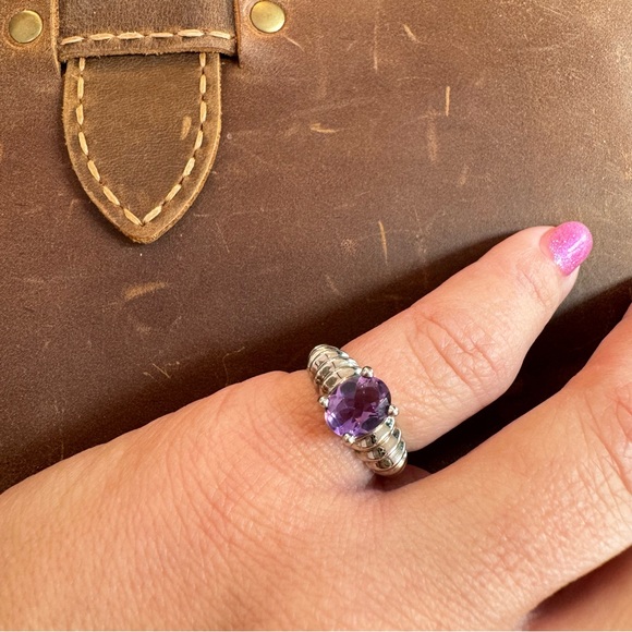 Sundance Amethyst Sterling Silver Handmade Ring | Vintage Artisan Jewelry - Picture 5 of 16